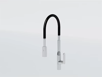 Modern Curved Black and White Faucet Featuring Sleek Metal Finish and Contemporary Style 3d model