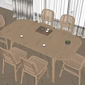 Dining table and chair combination 3d model