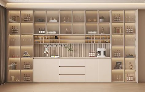 Modern Wine Cabinet Cream Wine Cabinet 3d model