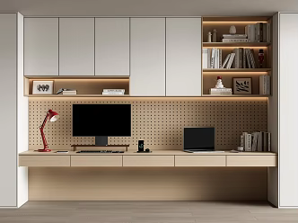 Modern Bookcase Study Bookcase Desk Bookcase Bookshelf Hole Board Book Decoration Computer 3d model