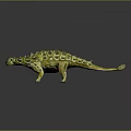 Realistic Green Yellow Dinosaur Model With Spiked Armored Skin On Gray Gradient Background With Reflection