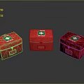 Three Red First Aid Boxes With Green Cross And Lockable Metal Cases 3d model