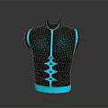 Modern Black and Turquoise Activewear Vest with Honeycomb Pattern and Geometric Decor Design