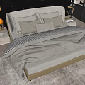 Modern Double Bed With Plush Pillows And Bedside Lamps In Elegant Bedroom