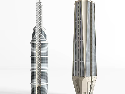 Modern High Rise Office Buildings With Glass Facade And Architectural Design Elements 3d model