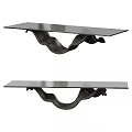 Modern Sofa Coffee Table Set With Glass Top And Wave Shaped Metal Base
