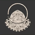 Exquisite Silver Handbag Accessory Featuring Traditional Floral Pattern And Pearl Details
