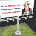Billboard With Cartoon Character Promoting Join Us To Sell Models On Wwwcgimodelscom