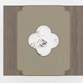 Clover Shaped White Marble Decor Background Wall With Wooden Frame And Beige Panel 3d model