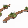 Wooden Outdoor Chair With Integrated Plant Planters For Garden And Patio Spaces