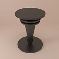 Modern Black Side Table with Round Top Conical Base and Circular Ring Details