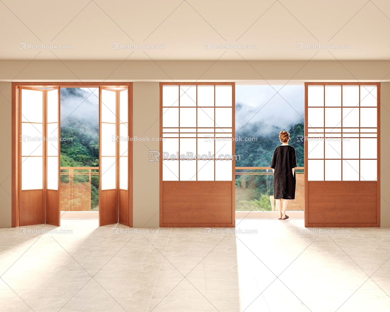 New Chinese Folding Door 3d model