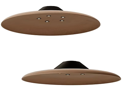 Two Modern Round Ceiling Lights with Beige Shade and Black Top Featuring Small Holes 3d model