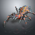 Lava Themed Spiky Armored Spider Game Movie Character with Fiery Features