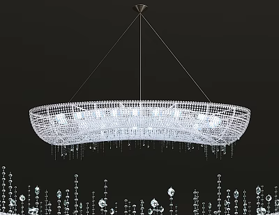 Elegant Hanging Crystal Chandelier With Oval Shape And Sparkling Crystal Pendants 3d model