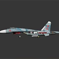 Military Fighter Jet Model With Blue Camouflage Paint And Missile Armament