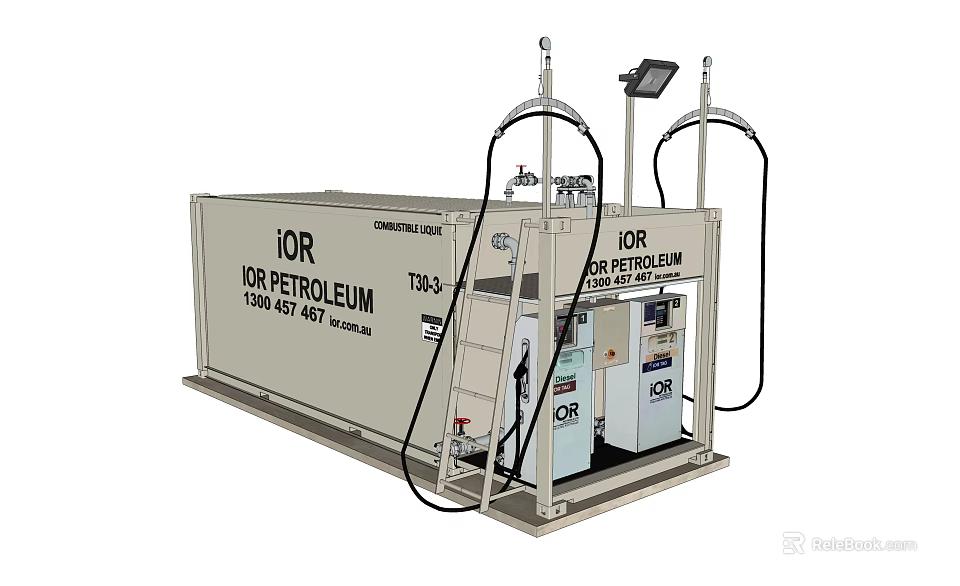 IDR Petroleum Mobile Fuel Station Facility with Dual Pumps and Storage Container 3d model 