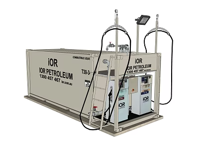 IDR Petroleum Mobile Fuel Station Facility with Dual Pumps and Storage Container 3d model