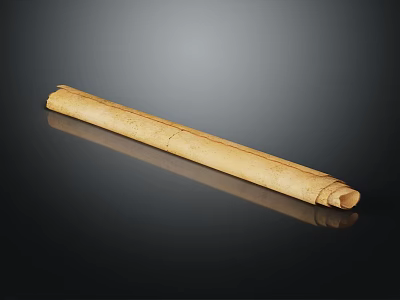 Ancient Bamboo Scroll With Rolled Design And Natural Texture On Dark Background 3d model