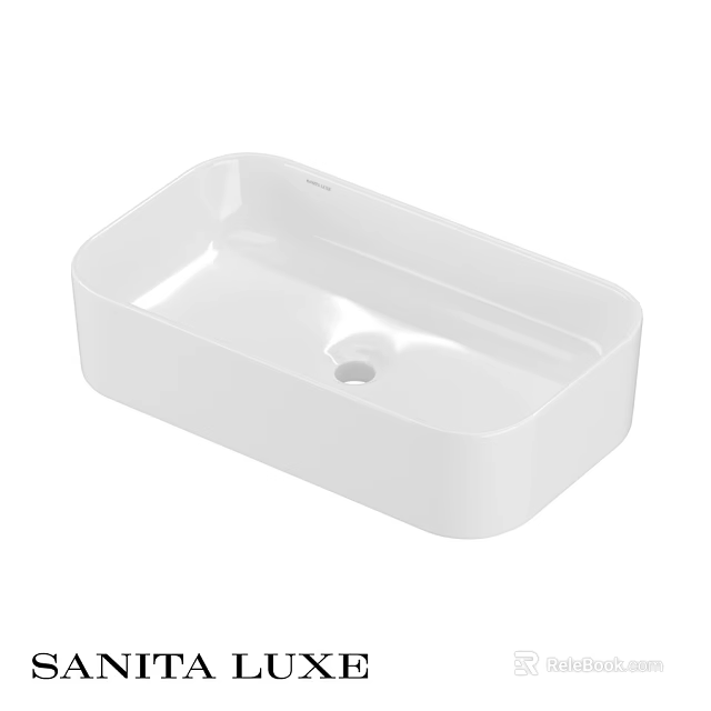White Square Modern Wash Basin with Ceramic Material and Smooth Surface 3d model 