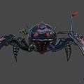 Futuristic Mechanical Reptile 3D Model With Black Red Scales And Glowing Appendages