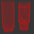 Transparent Glass Cups with Vertical Stripe Design One Empty and One Filled with Water