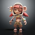 Cartoon Adventure Game Character With Red Hair White Hat Eye Patch And Clawed Feet