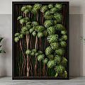 Decorative Indoor Living Plant Wall With Lush Leaves Wooden Vines And Potted Plant
