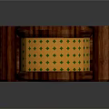 Vintage Wooden Mantel Clock With Yellow Green Diamond Pattern And White Dial