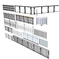 Various Fence Designs With Decorative Railings And Different Pattern Styles 3d model