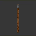 Traditional Axe With Metal Blade And Wooden Handle Featuring Intricate Carvings
