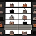 Fashionable Handbags Display With Various Styles And Leather Materials On Shelves