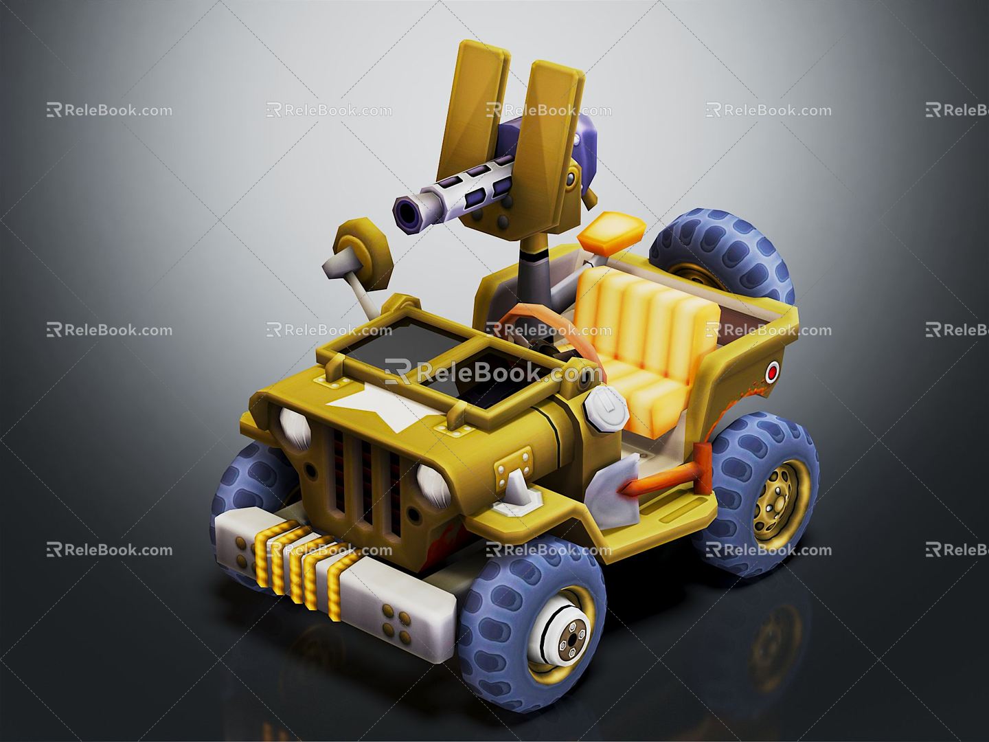 Modern gun car cartoon gun car cartoon racing 3d model