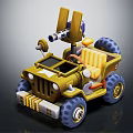 Toy Tank With Yellow Blue Body Big Wheels And Detailed Cannon Design