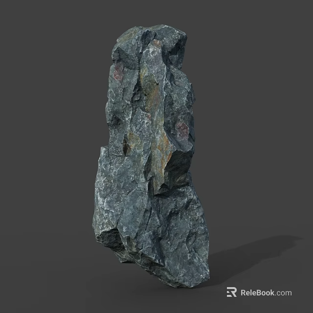 3D Rendered Natural Rock With Rough Surface Gray Green Color And Brown Spots 3d model 