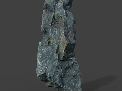 3D Rendered Natural Rock With Rough Surface Gray Green Color And Brown Spots 3d model