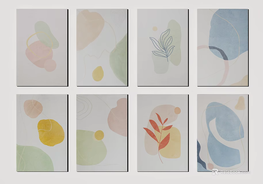 Square Rugs With Abstract Patterns Soft Colors And Leaf Motifs For Modern Decor 3d model 
