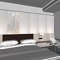 Modern Hotel Guest Room Interior With White Bed Nightstand Lighting And Carpet
