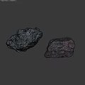 Two Purple And Blue Rockery Stones On Black Background With Reflections