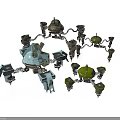Futuristic Mechanical Components With Robotic Arms Gear Joints And Metallic Structures