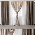 Elegant Double Layer Curtains with Sheer Inner and Textured Outer Panels for Window Decor 3d model