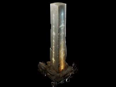 Micro Terrain Featuring Tall Columnar Structure With Rocky Base And Textured Surface 3d model