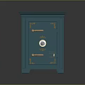 Teal Furniture Cabinet With Gold Accents Lock And Decorative Handles Design
