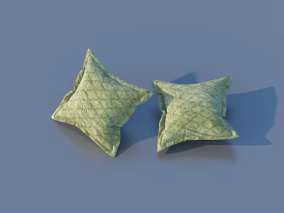 Green Textured Decorative Pillows Soft Plush Cushion Set For Home Sofa 3d model