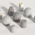 Concrete Road Facilities With Various Shapes Spheres Cylinders Cones And Rough Texture 3d model