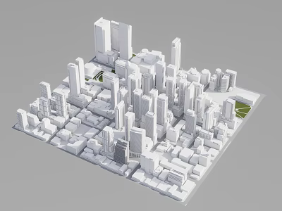 Detailed Urban City Model With Skyscrapers Buildings And Green Area Layout 3d model