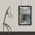 Modern Abstract Wall Art With Sculptural Floor Lamp In Minimalist Interior Space