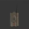 Detailed Church Model With Stone Walls Arched Window And Tall Spire Design