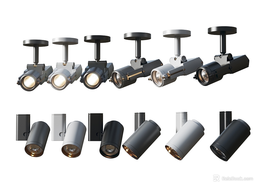 Modern Downlights And Spotlights With Multiple Styles And Black White Color Options 3d model 