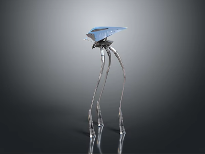 Futuristic Sci Fi Creature With Slender Metallic Legs And Blue Upper Structure 3d model